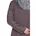 Designer embroidery umbrella abaya-Ash brown